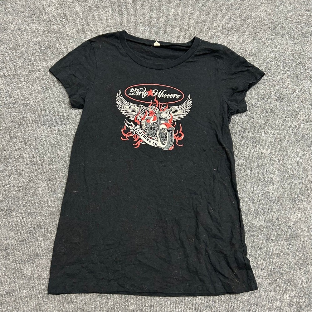 Dirty Whooore Clothing Co T-Shirt Womens Size 2XL Black Motorcycle Biker Graphic